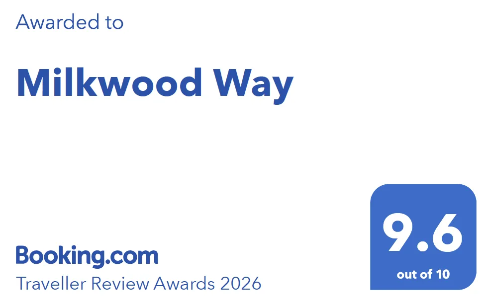 Booking.com Traveller Review Award 2026 for Milkwood Way, rated 9.6 out of 10.